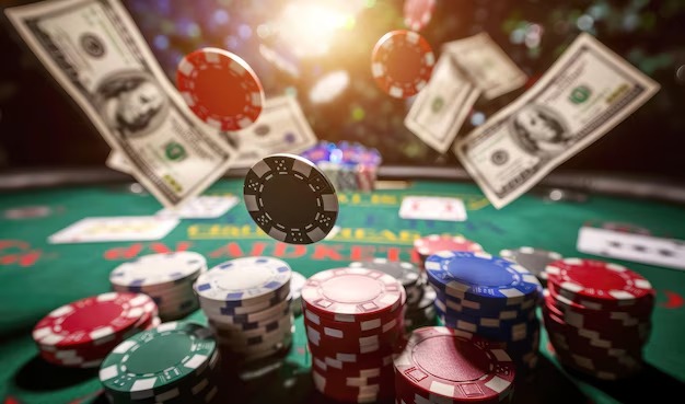 Live-dealer casino table with multiple camera angles and live chat interface